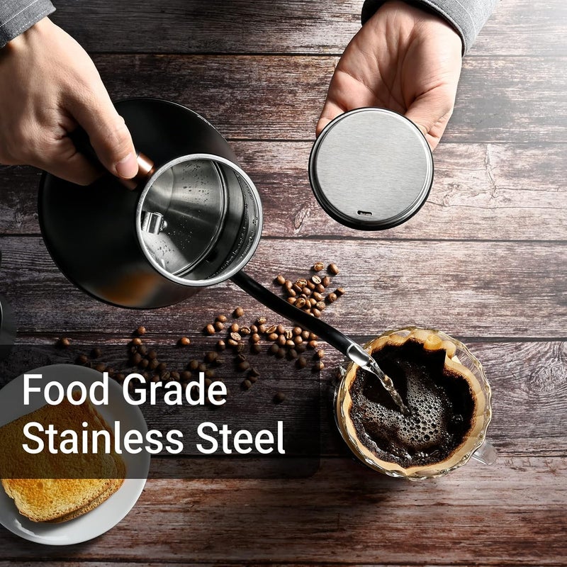 Mecity Electric Kettle Gooseneck Water Kettle Stainless Steel Tea Kettle Water Boiler Fast Heating, Auto Shut Off, 27 fl oz, 1000W, Matte Black - Image 2